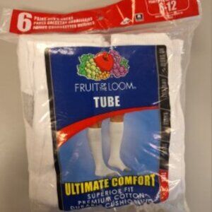 Men’s Fruit of the Loom Knee-High Tube Socks. NEW. Bundle of 6 Pair.